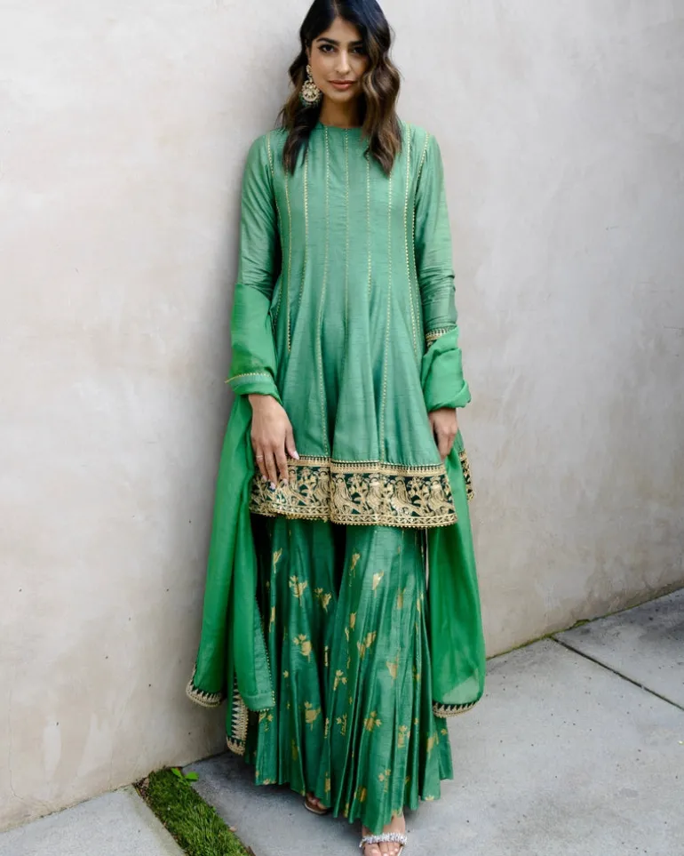 Moss Green Irisbud Sharara Set