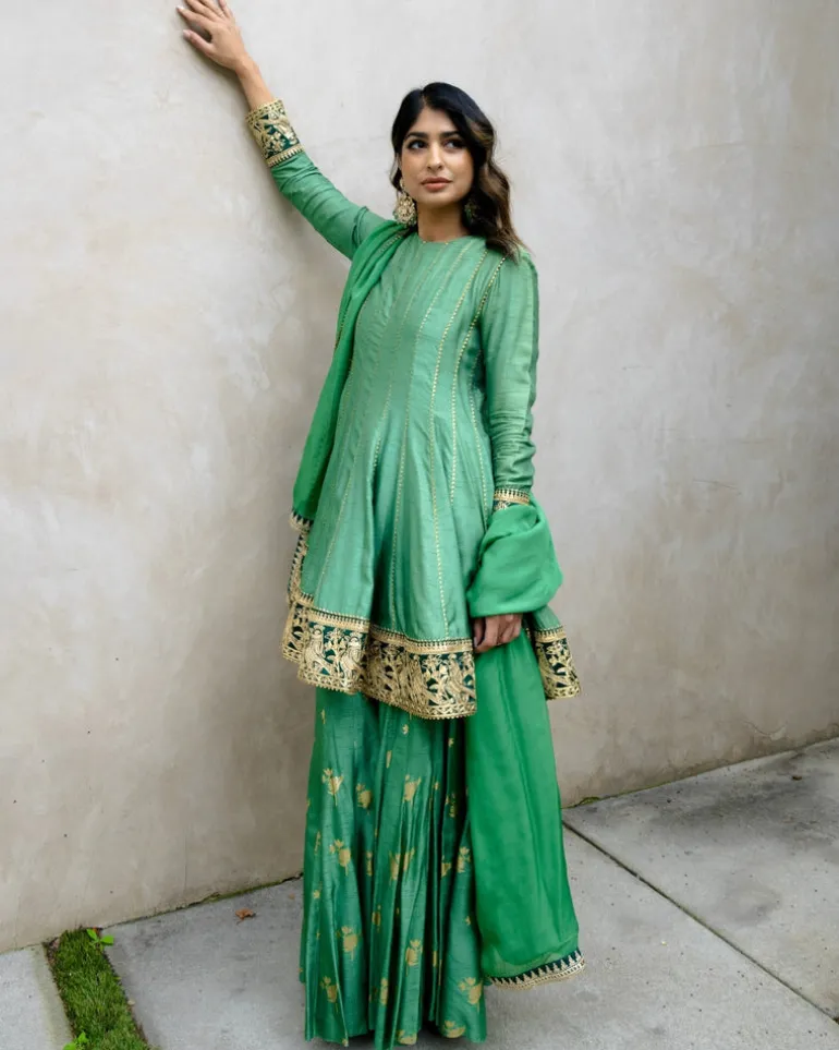 Moss Green Irisbud Sharara Set