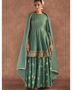 Moss Green Irisbud Sharara Set
