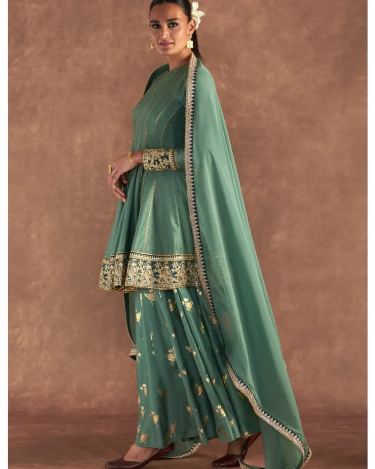 Moss Green Irisbud Sharara Set