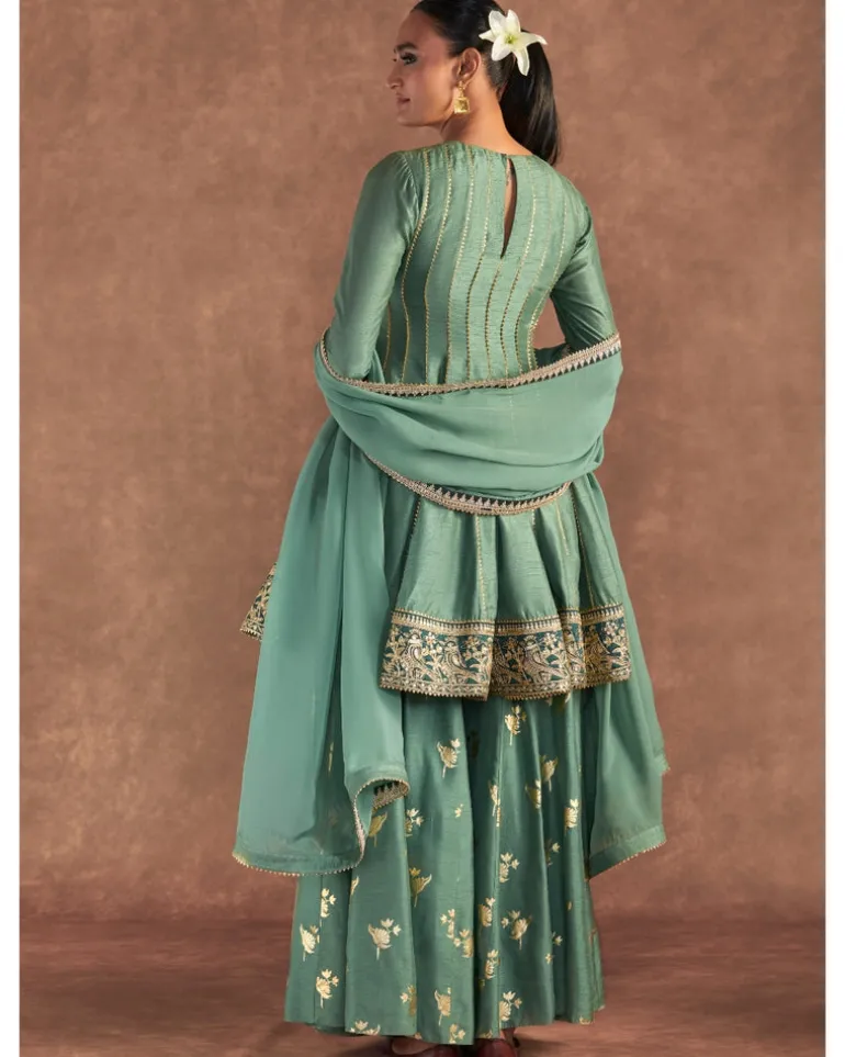 Moss Green Irisbud Sharara Set