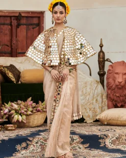 Mradul Aayna Cape Sari Set