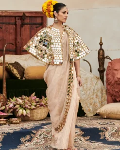 Mradul Aayna Cape Sari Set