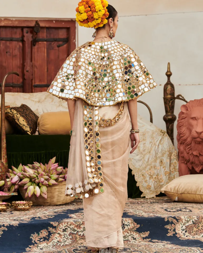 Mradul Aayna Cape Sari Set