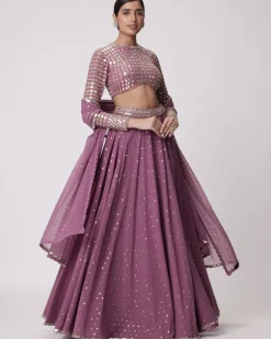Mud Mauve Hand Embroidered Sharara Set