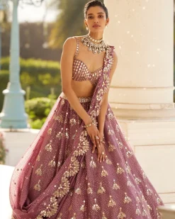 Mud Mauve Sequin Embroidered Lehenga Set