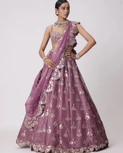 Mud Mauve Sequin Embroidered Lehenga Set