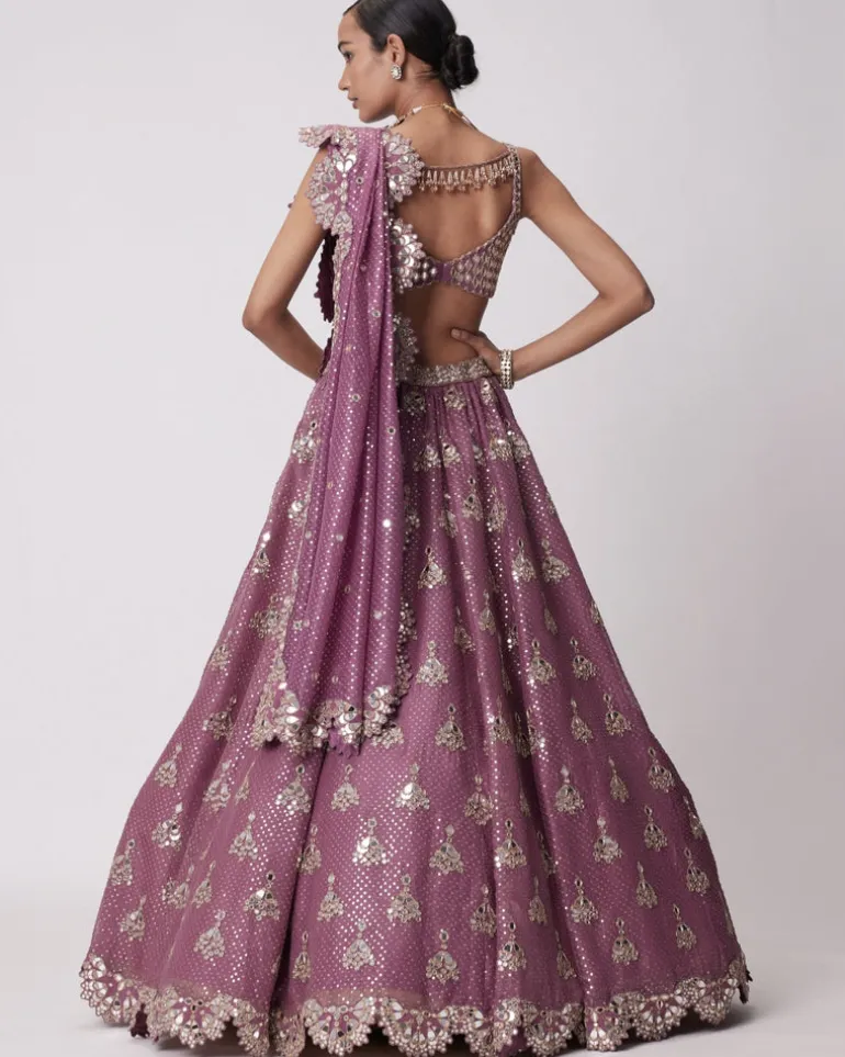 Mud Mauve Sequin Embroidered Lehenga Set