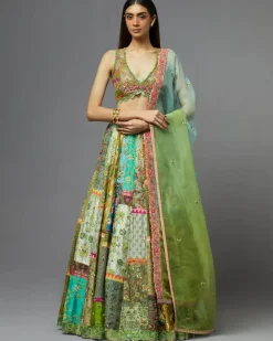 Multi Green Lehenga Set