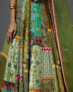 Multi Green Lehenga Set