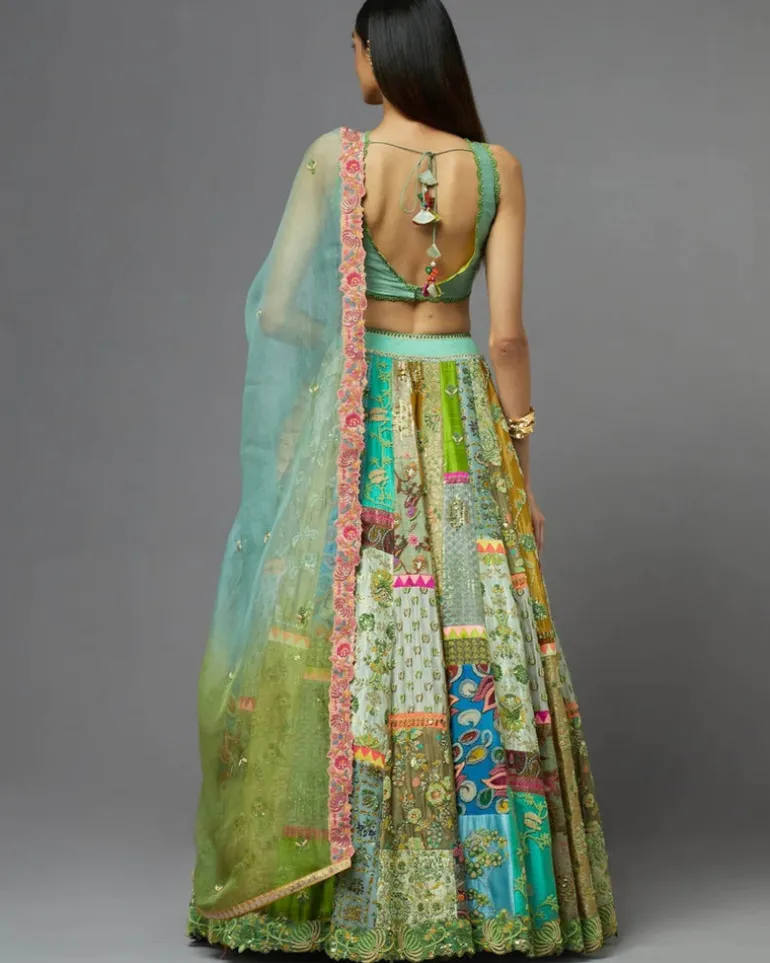 Multi Green Lehenga Set