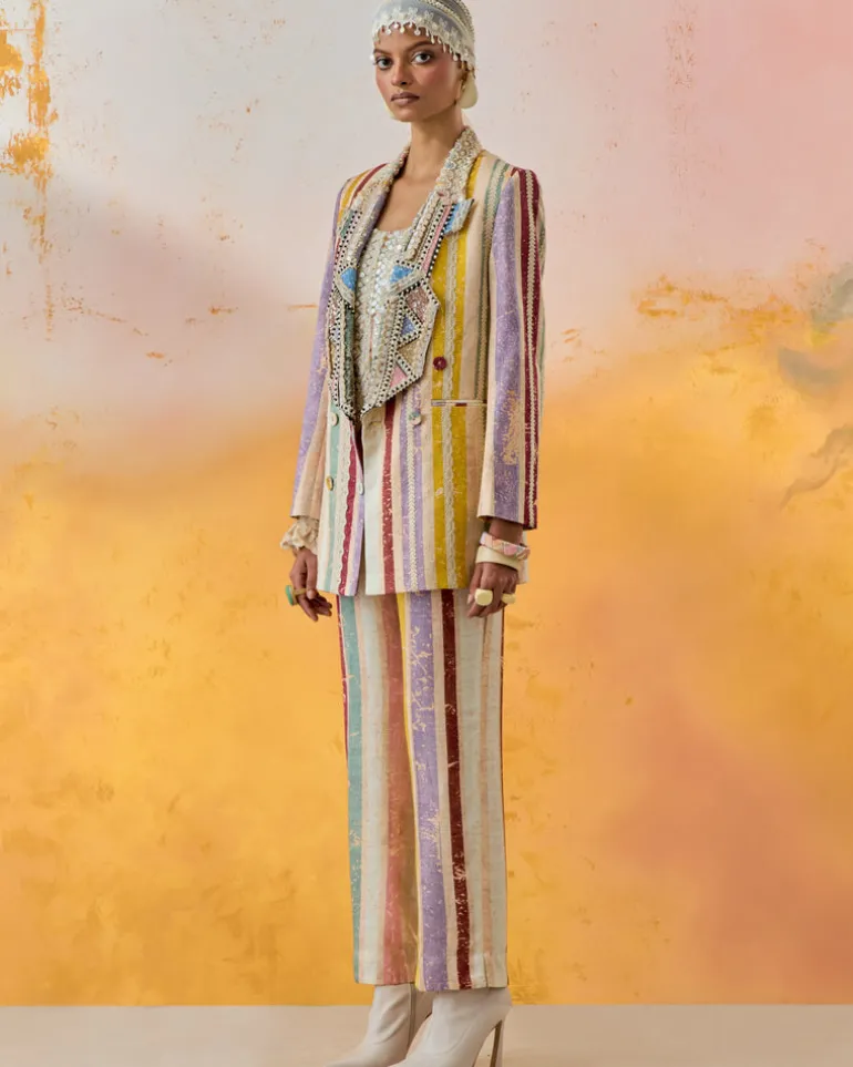 Multi Noori Double Breasted Jacket Set