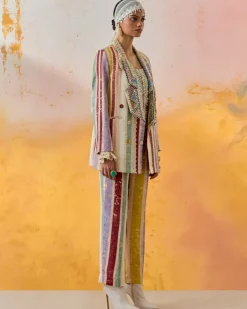 Multi Noori Double Breasted Jacket Set