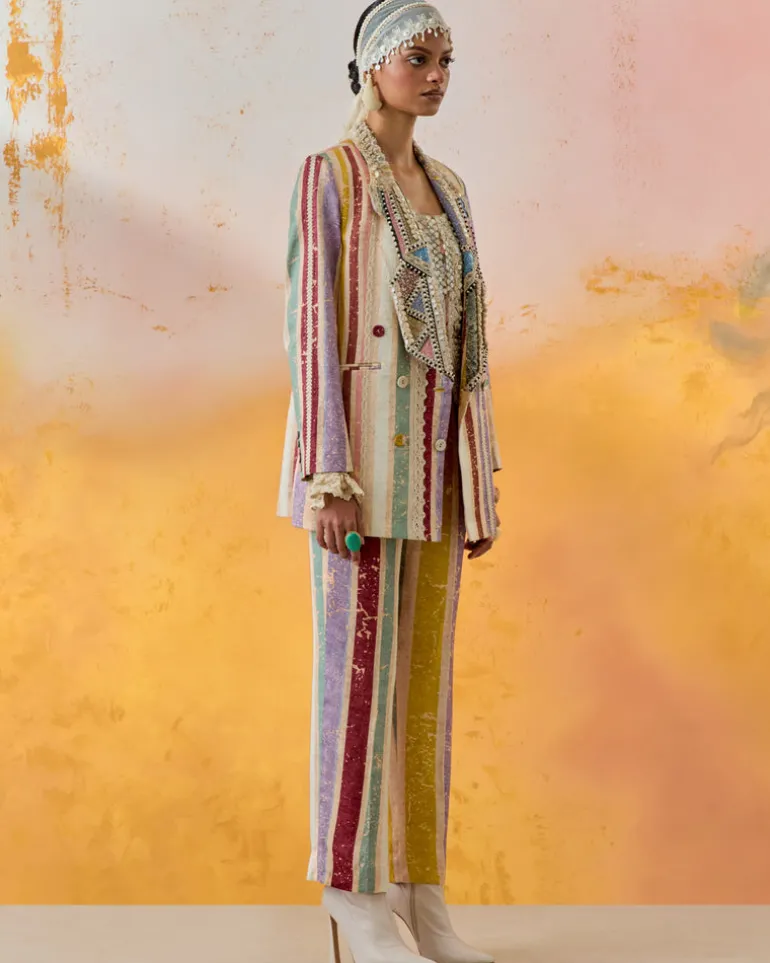 Multi Noori Double Breasted Jacket Set