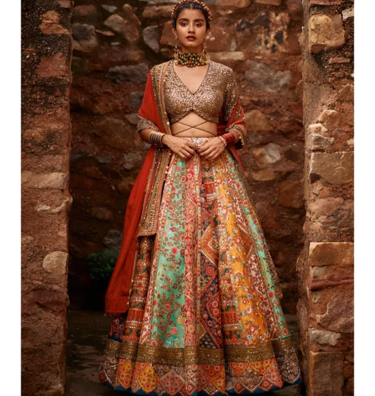 Multi Panel Diamond Lehenga Set