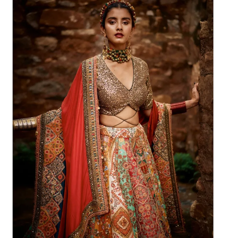 Multi Panel Diamond Lehenga Set