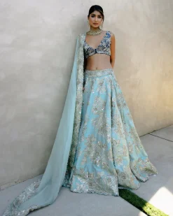 Multi Teal Zardozi Lehenga