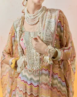 Multi Veni Dupatta Jacket Set