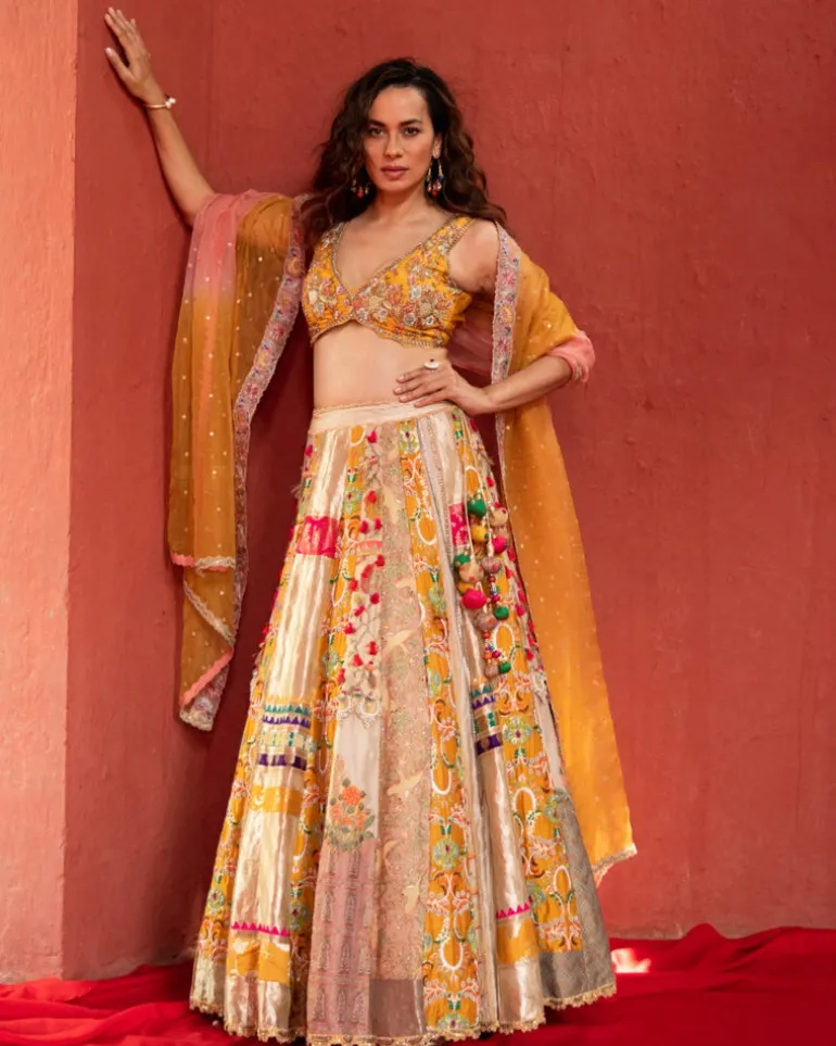 Multicolor Panel Lehenga Set