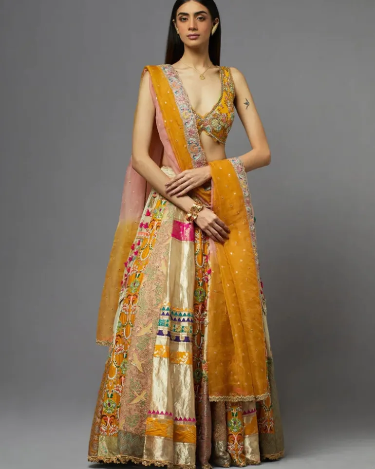 Multicolor Panel Lehenga Set