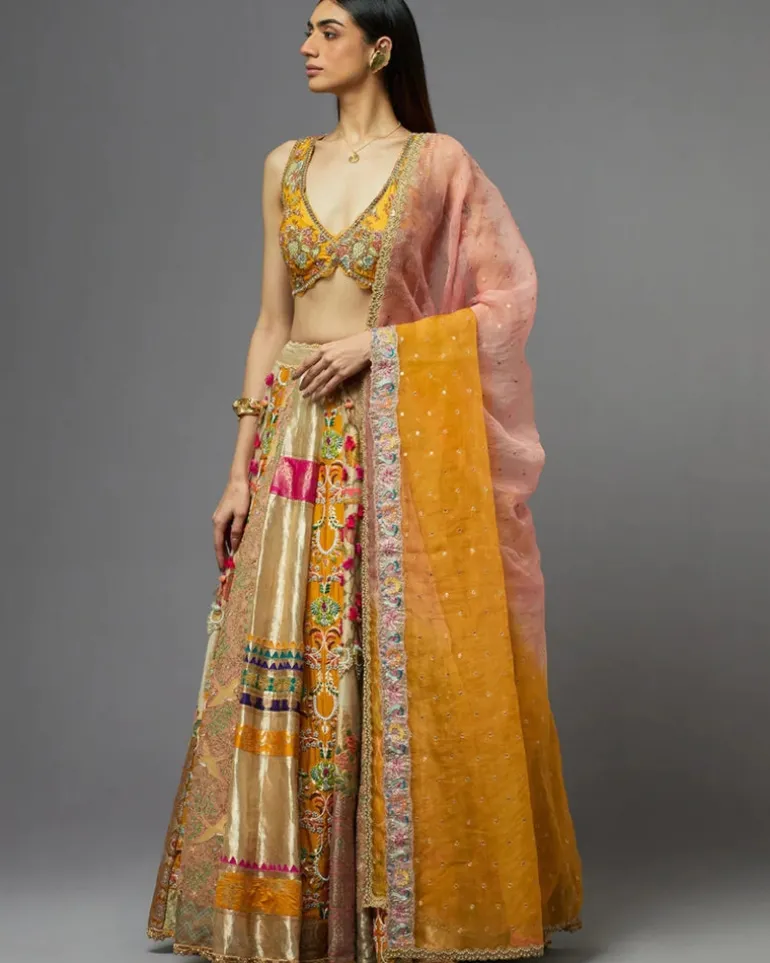 Multicolor Panel Lehenga Set