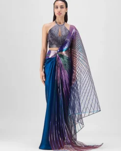 Multicolored Cording Sari Set