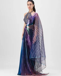 Multicolored Cording Sari Set