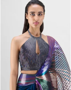 Multicolored Cording Sari Set