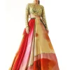 Multi-Colored Satin Organza Printed Lehenga Set