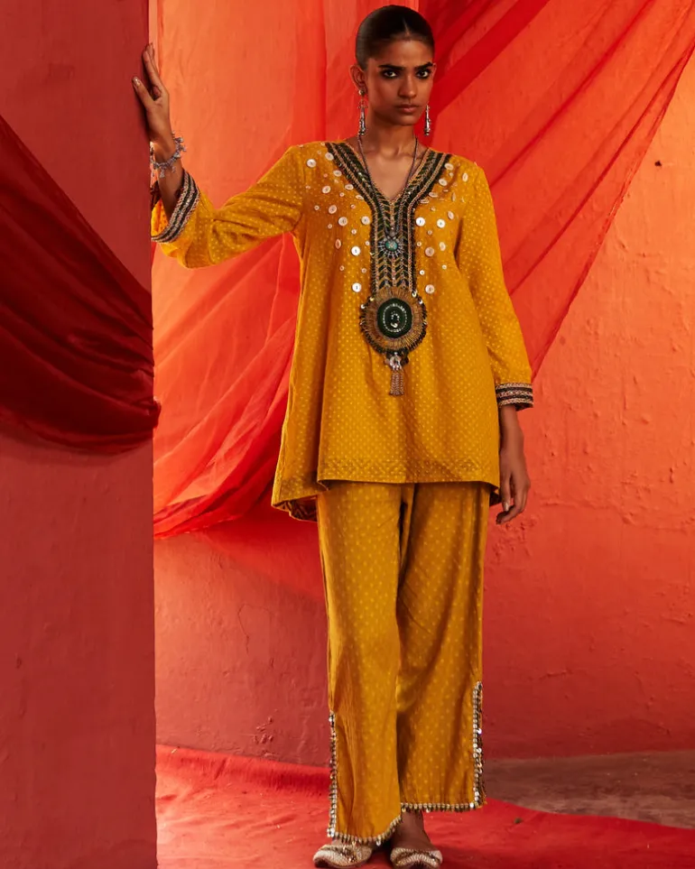 Mustard Embroidered Co-Ord Set