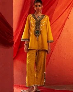 Mustard Embroidered Co-Ord Set