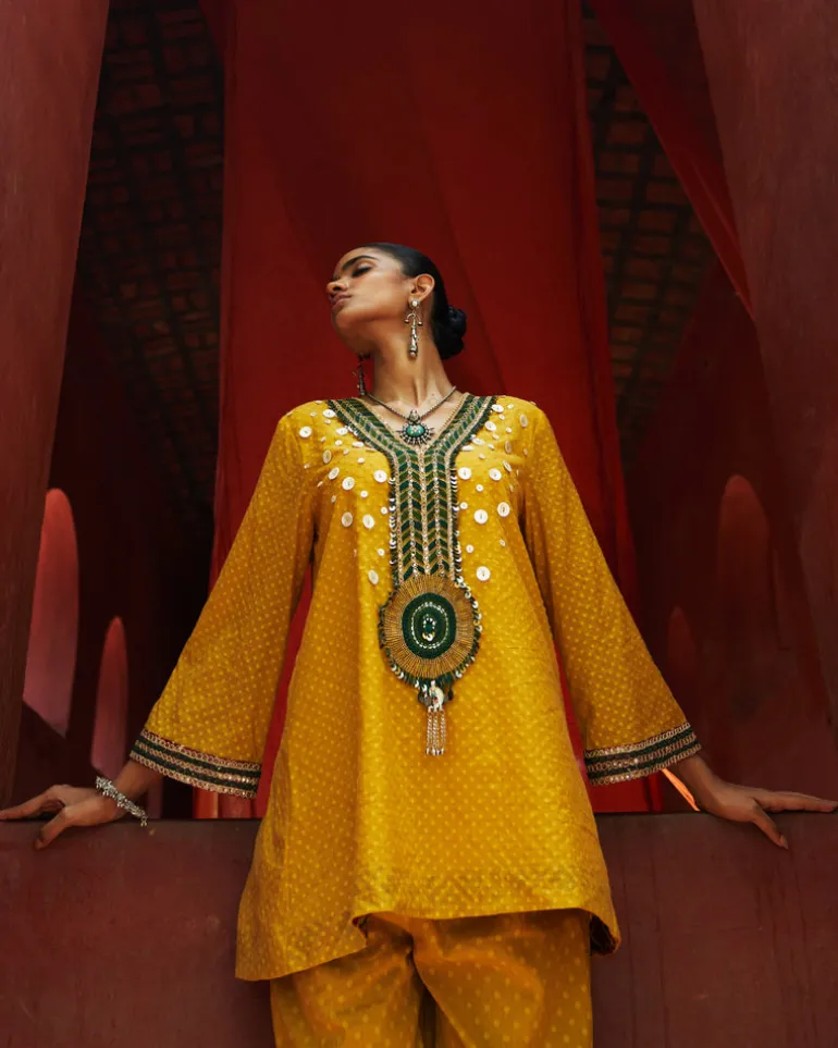 Mustard Embroidered Co-Ord Set