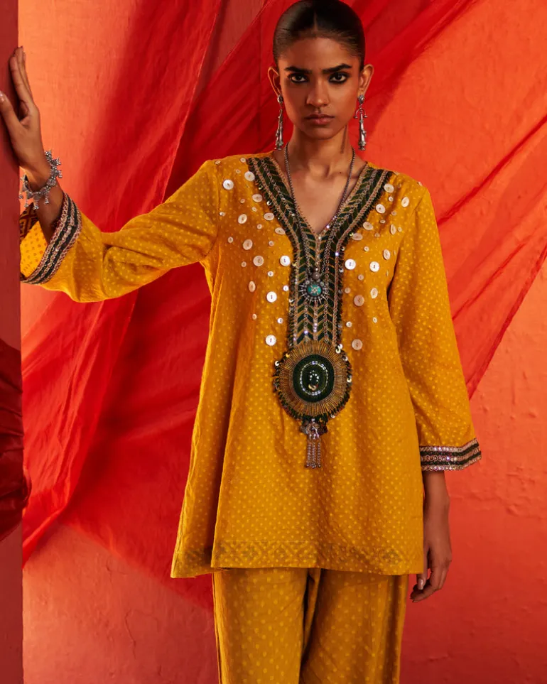 Mustard Embroidered Co-Ord Set