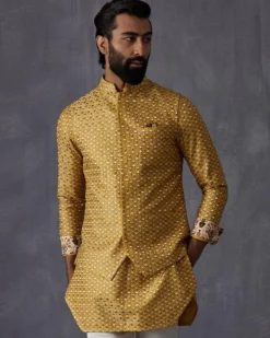 Mustard Embroidered Kurta Set