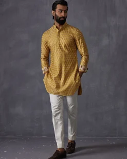 Mustard Embroidered Kurta Set