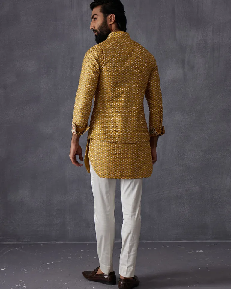 Mustard Embroidered Kurta Set