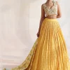 Mustard Embroidered Lehenga With Printed Dupatta Set