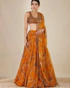 Mustard Floral Lehenga Set