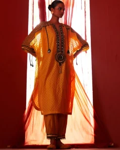 Mustard Kaftan Kurta Set
