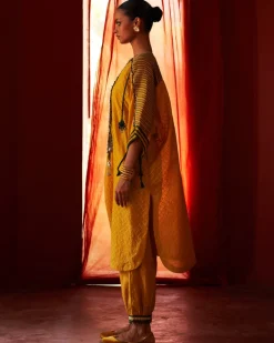 Mustard Kaftan Kurta Set