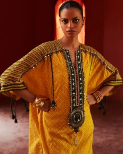 Mustard Kaftan Kurta Set