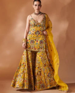 Mustard Kurta And Sharara Set
