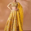 Mustard Lehenga Set With Elbow Length Sleeves