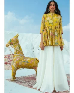 Mustard Peplum and Palazzo Set