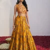 Mustard Printed Kalidar Lehenga Set