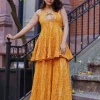 Mustard Short Anarkali Set