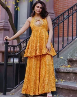 Mustard Short Anarkali Set