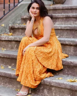 Mustard Short Anarkali Set