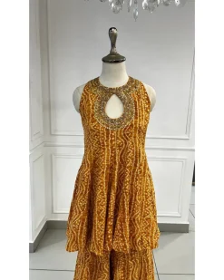 Mustard Short Anarkali Set