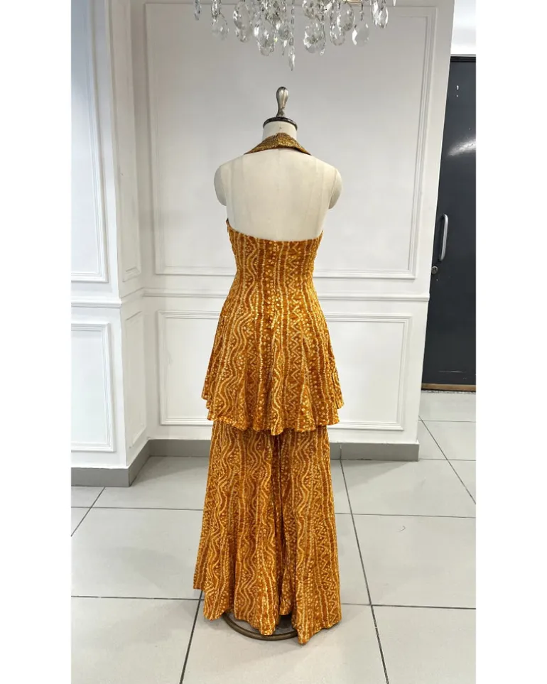 Mustard Short Anarkali Set